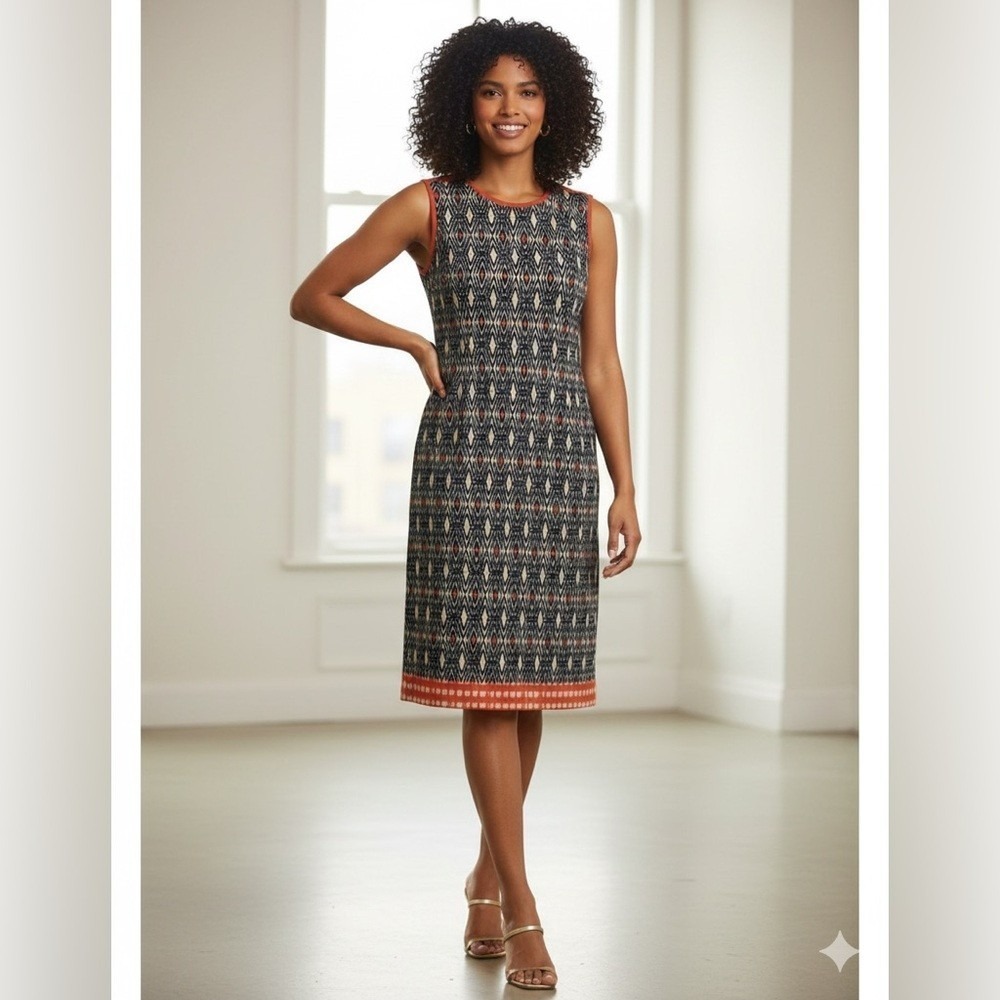 MUSE Geometric Open-Back Sheath Dress Diamond Casual Wedding Black Sz 14